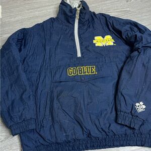 Vintage University of Michigan Wolverines Bomber Jacket Reversible Sz XXL Mens